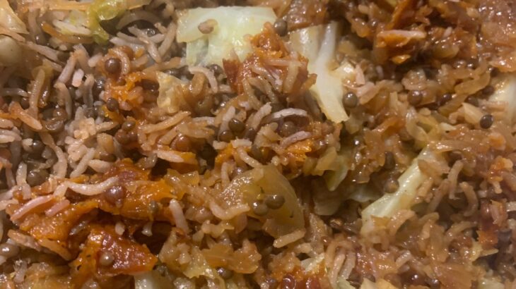 IMG 4405 1 730x410 - כרוב ומג'דרה עדשים שחורות עם אורז-אפוי